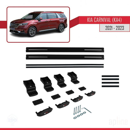 Compatible with Kia Carnival 4 (KA4) 2021-2023 BASIC Model Car Roof Rack Cross Bar Black Aluminium 2 Bars