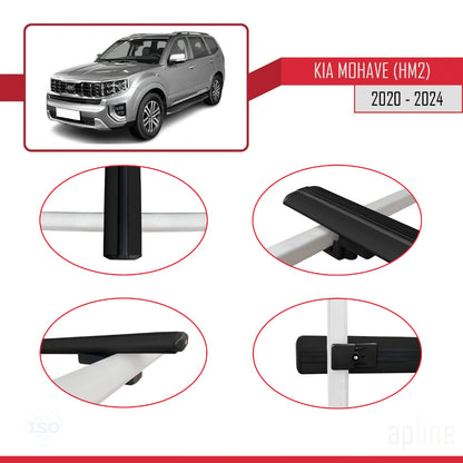 Compatible with Kia Mohave 2 (HM2) 2020-2024 BASIC Model Car Roof Rack Cross Bar Black Aluminium 3 Bars