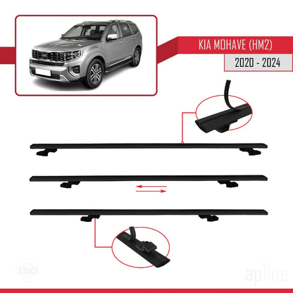 Compatible with Kia Mohave 2 (HM2) 2020-2024 BASIC Model Car Roof Rack Cross Bar Black Aluminium 3 Bars
