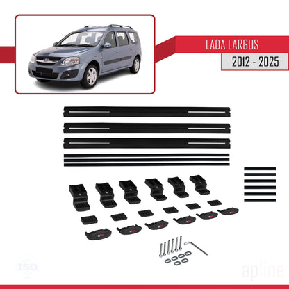 Compatible with Lada Largus 2012-2025 BASIC Model Car Roof Rack Cross Bar Black Aluminium 3 Bars