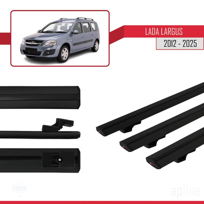Compatible with Lada Largus 2012-2025 BASIC Model Car Roof Rack Cross Bar Black Aluminium 3 Bars
