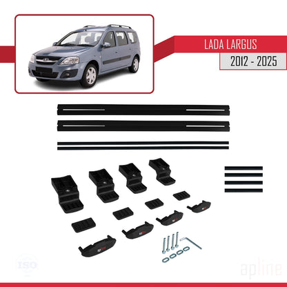 Compatible with Lada Largus 2012-2025 BASIC Model Car Roof Rack Cross Bar Black Aluminium 2 Bars