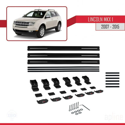 Compatible with Lincoln MKX (U388) 2007-2015 BASIC Model Car Roof Rack Cross Bar Black Aluminium 3 Bars