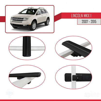 Compatible with Lincoln MKX (U388) 2007-2015 BASIC Model Car Roof Rack Cross Bar Black Aluminium 3 Bars