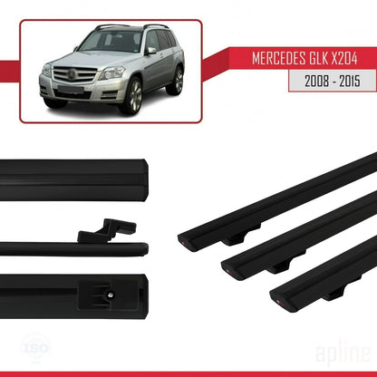 Compatible with Mercedes GLK Class (X204) 2008-2015 BASIC Model Car Roof Rack Cross Bar Black Aluminium 3 Bars