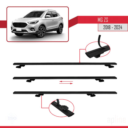 Compatible avec MG ZS 2018-2024 BASIC Model Barres de Toit Railing Porte-Bagages de Voiture Noir Aluminium 2 Barres