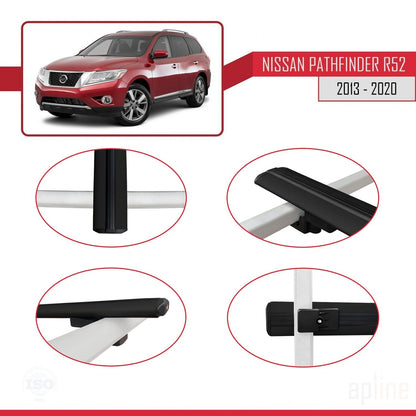 Compatible avec Nissan Pathfinder 4 (R52) 2013-2020 BASIC Model Barres de Toit Railing Porte-Bagages de Voiture Noir Aluminium 3 Barres