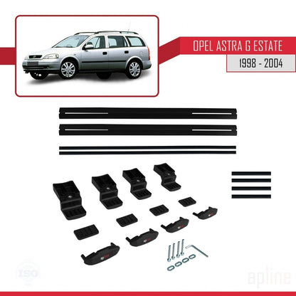 Compatible avec Opel Astra G (T98) Break 1998-2004 BASIC Model Barres de Toit Railing Porte-Bagages de Voiture Noir Aluminium 2 Barres