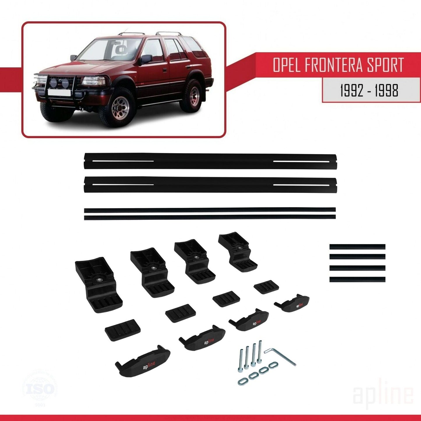 Compatible avec Opel Frontera Sport 1992-1998 BASIC Model Barres de Toit Railing Porte-Bagages de Voiture Noir Aluminium 2 Barres