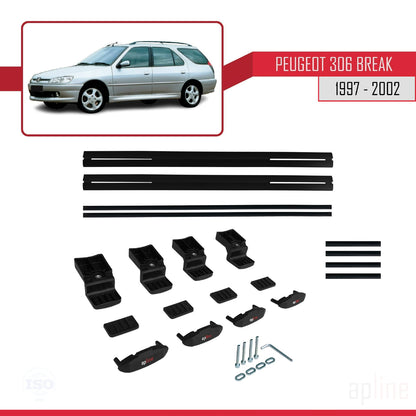 Compatible with Peugeot 306 SW 1997-2002 BASIC Model Car Roof Rack Cross Bar Black Aluminium 2 Bars