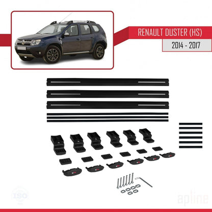 Compatible avec Renault Duster (HS) Post-Facelift 2014-2017 BASIC Model Barres de Toit Railing Porte-Bagages de Voiture Noir Aluminium 3 Barres