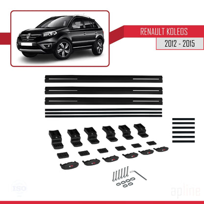 Compatible avec Renault Koleos (HY) Post-Facelift 2012-2015 BASIC Model Barres de Toit Railing Porte-Bagages de Voiture Noir Aluminium 3 Barres