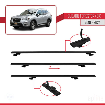 Compatible avec Subaru Forester 5 (SK) 2019-2024 BASIC Model Barres de Toit Railing Porte-Bagages de Voiture Noir Aluminium 2 Barres