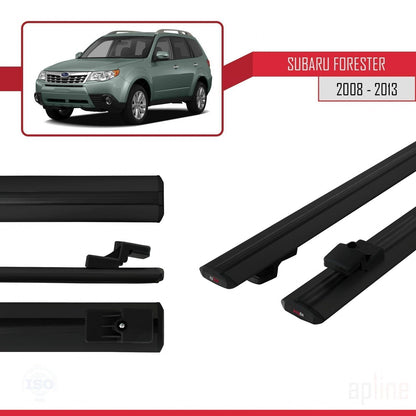 Compatible with Subaru Forester 3 (SH) 2008-2013 BASIC Model Car Roof Rack Cross Bar Black Aluminium 2 Bars