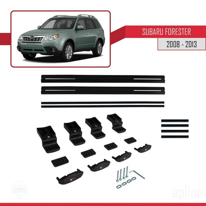 Compatible with Subaru Forester 3 (SH) 2008-2013 BASIC Model Car Roof Rack Cross Bar Black Aluminium 2 Bars