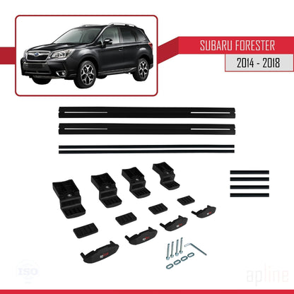 Compatible avec Subaru Forester 4 (SJ) 2014-2018 BASIC Model Barres de Toit Railing Porte-Bagages de Voiture Noir Aluminium 2 Barres