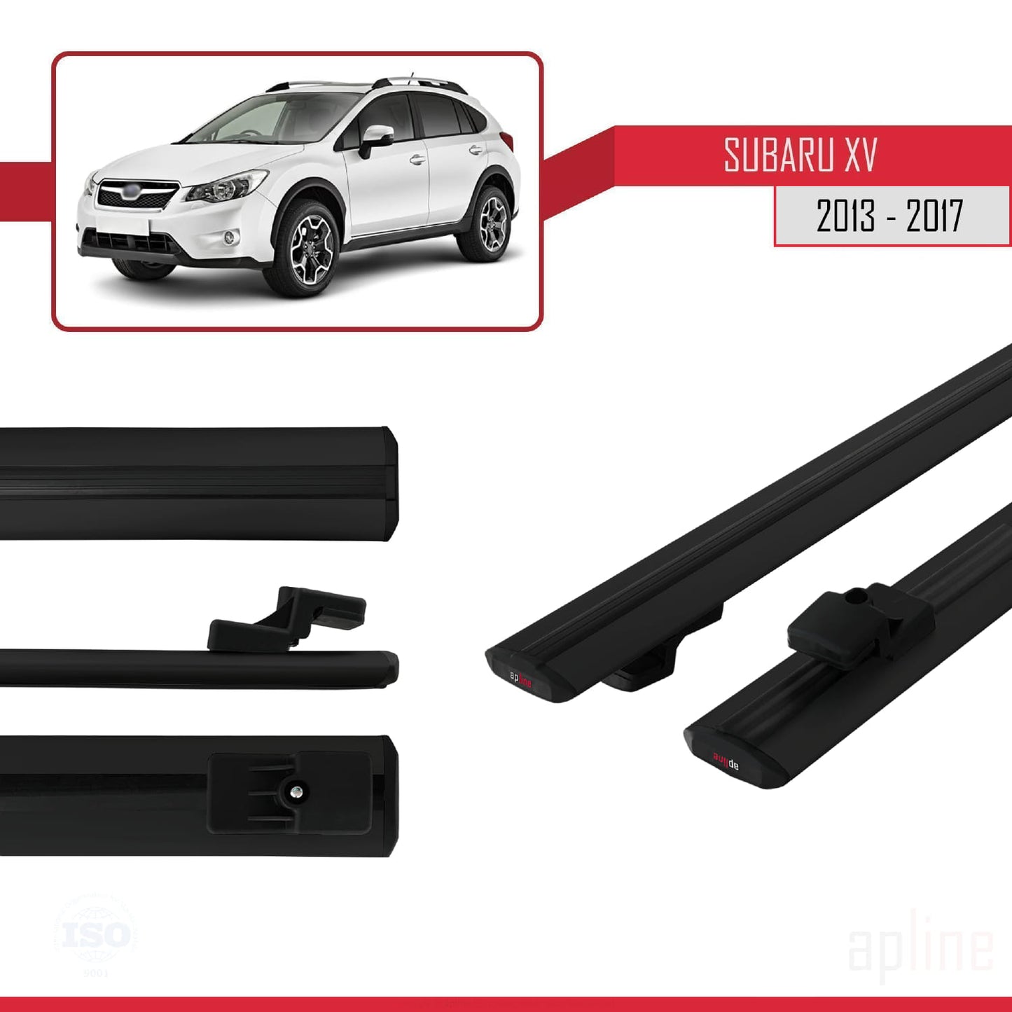 Compatible avec Subaru XV 2013-2017 BASIC Model Barres de Toit Railing Porte-Bagages de Voiture Noir Aluminium 2 Barres