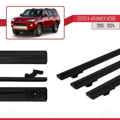 Compatible avec Toyota 4Runner (N280) 2010-2024 BASIC Model Barres de Toit Railing Porte-Bagages de Voiture Noir Aluminium 3 Barres