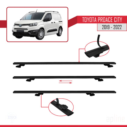 Compatible avec Toyota Proace City 2019-2022 BASIC Model Barres de Toit Railing Porte-Bagages de Voiture Noir Aluminium 2 Barres