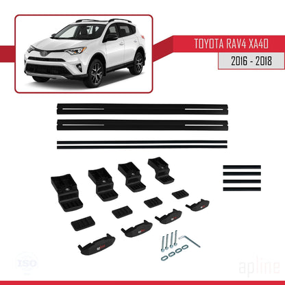 Compatible avec Toyota RAV4 IV (XA40) Post-Facelift 2016-2018 BASIC Model Barres de Toit Railing Porte-Bagages de Voiture Noir Aluminium 2 Barres