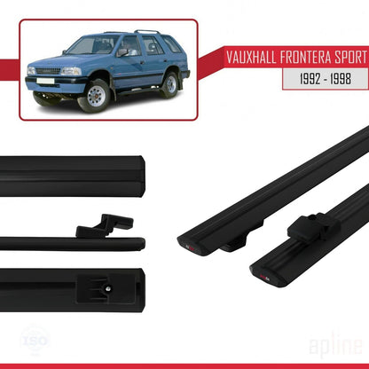 Compatible avec Vauxhall Frontera Sport 1992-1998 BASIC Model Barres de Toit Railing Porte-Bagages de Voiture Noir Aluminium 2 Barres