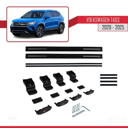 Compatible avec Volkswagen Taos 2021-2025 BASIC Model Barres de Toit Railing Porte-Bagages de Voiture Noir Aluminium 2 Barres