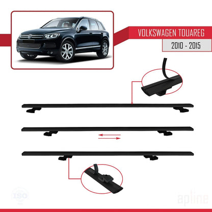 Compatible avec Volkswagen Touareg 2 (7P) Pre-Facelift 2010-2015 BASIC Model Barres de Toit Railing Porte-Bagages de Voiture Noir Aluminium 3 Barres