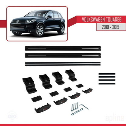 Compatible avec Volkswagen Touareg 2 (7P) Pre-Facelift 2010-2015 BASIC Model Barres de Toit Railing Porte-Bagages de Voiture Noir Aluminium 2 Barres