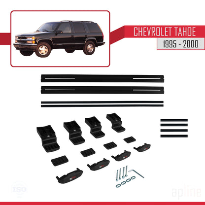 Compatible avec Chevrolet Tahoe 1995-2000 BASIC Model Barres de Toit Railing Porte-Bagages de Voiture Noir Aluminium 2 Barres