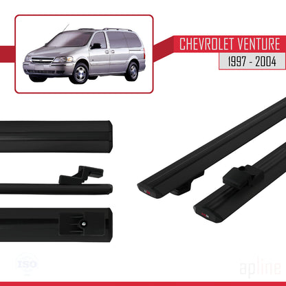 Compatible avec Chevrolet Venture 1997-2004 BASIC Model Barres de Toit Railing Porte-Bagages de Voiture Noir Aluminium 2 Barres