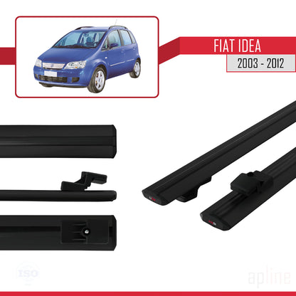 Compatible avec Fiat Idea 2003-2012 BASIC Model Barres de Toit Railing Porte-Bagages de Voiture Noir Aluminium 2 Barres