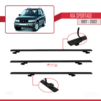 Compatible avec Kia Sportage 1997-2002 BASIC Model Barres de Toit Railing Porte-Bagages de Voiture Noir Aluminium 3 Barres