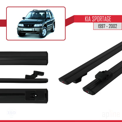 Compatible avec Kia Sportage 1997-2002 BASIC Model Barres de Toit Railing Porte-Bagages de Voiture Noir Aluminium 2 Barres