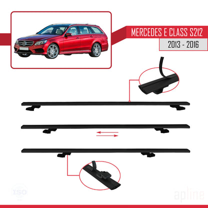 Compatible avec Mercedes E Class S212 2013-2016 BASIC Model Barres de Toit Railing Porte-Bagages de Voiture Noir Aluminium 2 Barres