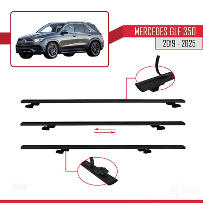 Compatible with Mercedes GLE Class 4 (W167) 2019-2025 BASIC Model Car Roof Rack Cross Bar Black Aluminium 2 Bars