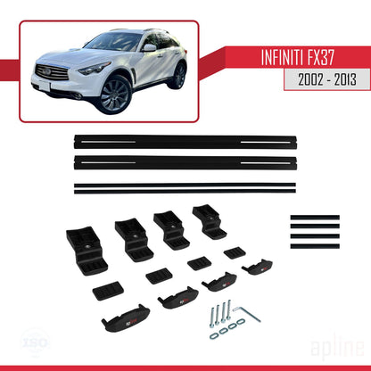 Compatible avec Infiniti FX37 2002-2013 BASIC Model Barres de Toit Railing Porte-Bagages de Voiture Noir Aluminium 2 Barres