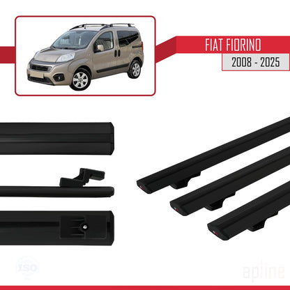 Kompatibel mit Fiat Fiorino (Rohrrahmenmodell) 2008-2025 Basismodell Dachgepäckträger Gepäckträger Schwarz Aluminium 3 Stangen