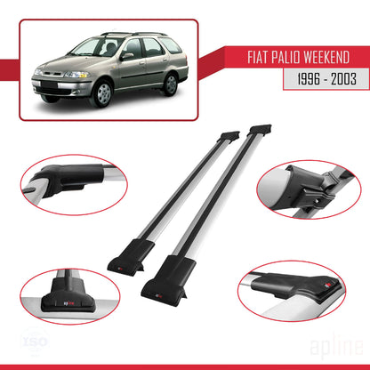 Compatible avec Fiat Palio (178) Weekend 1996-2003 FLY Model Barres de Toit Railing Porte-Bagages de Voiture Gris Aluminium 2 Barres