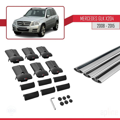 Compatible avec Mercedes Classe GLK (X204) 2008-2015 FLY Model Barres de Toit Railing Porte-Bagages de Voiture Gris Aluminium 3 Barres