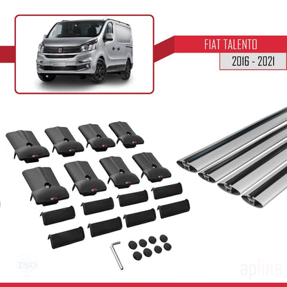 Kompatibel mit Fiat Talento 2016-2021 FLY Model Relingträger Dachträger Auto Gepäckträger Grau Aluminium 4 Stangen