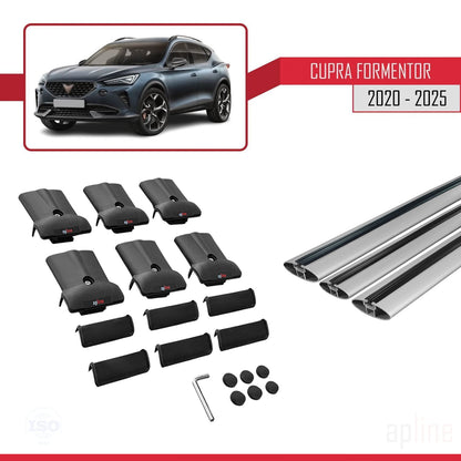 Kompatibel mit Cupra Formentor 2020-2025 FLY Modell Dachgepäckträger, graues Aluminium, 3-Stangen