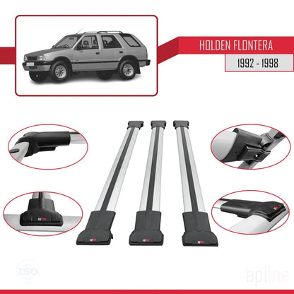 Compatible avec Holden Frontera 1992-1998 FLY Model Barres de Toit Railing Porte-Bagages de Voiture Gris Aluminium 3 Barres