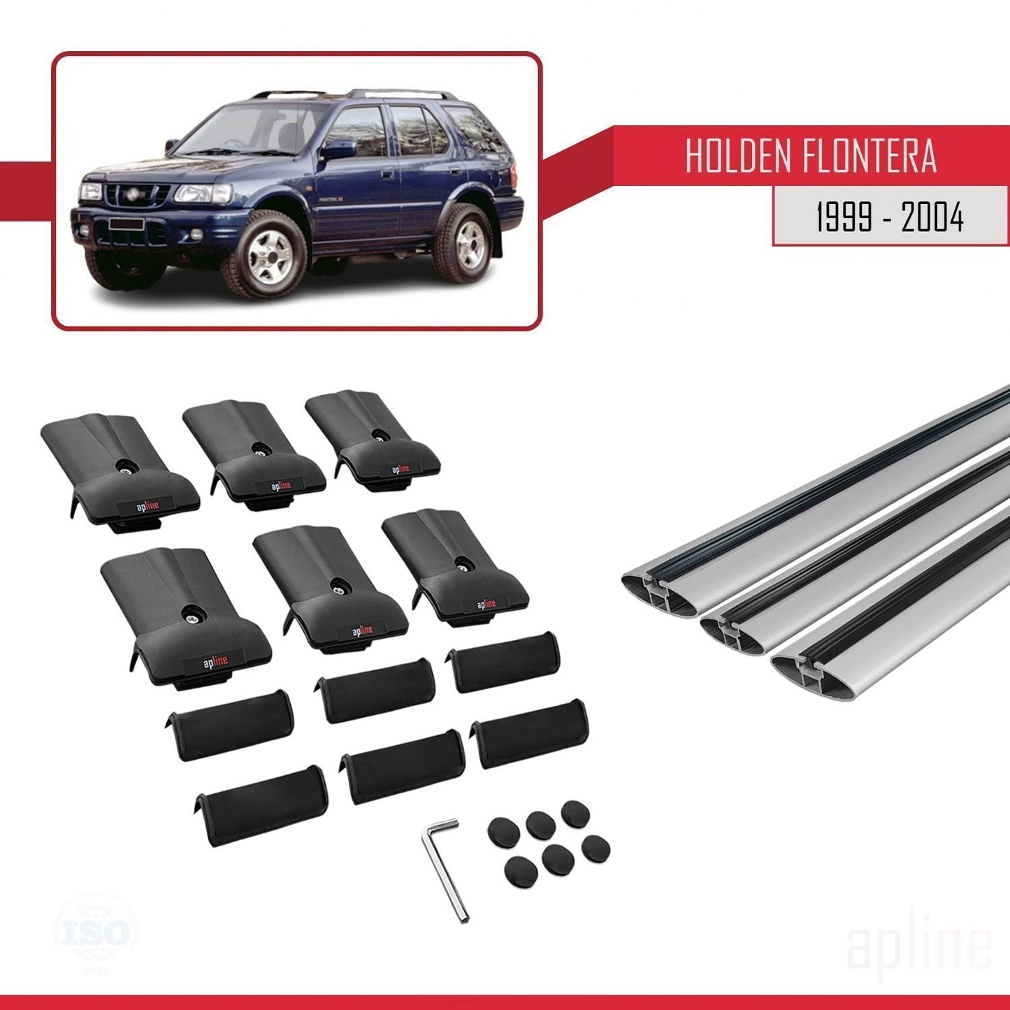 Compatible avec Holden Frontera 2 1999-2004 FLY Model Barres de Toit Railing Porte-Bagages de Voiture Gris Aluminium 3 Barres