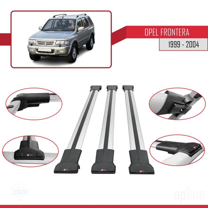 Compatible avec Opel Frontera 2 1999-2004 FLY Model Barres de Toit Railing Porte-Bagages de Voiture Gris Aluminium 3 Barres