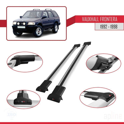Compatible avec Vauxhall Frontera 1992-1998 FLY Model Barres de Toit Railing Porte-Bagages de Voiture Gris Aluminium 2 Barres