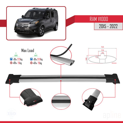 Compatible avec Ram V1000 2015-2022 FLY Model Barres de Toit Railing Porte-Bagages de Voiture Gris Aluminium 3 Barres