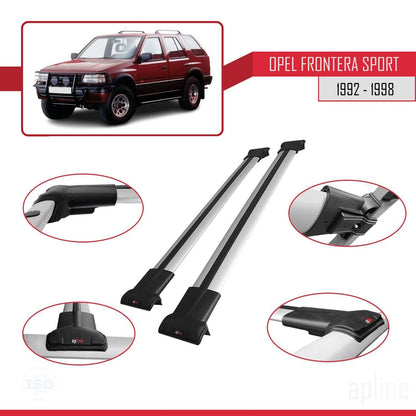 Compatible avec Opel Frontera Sport 1992-1998 FLY Model Barres de Toit Railing Porte-Bagages de Voiture Gris Aluminium 2 Barres
