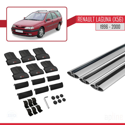 Compatible avec Renault Laguna (X56) 1996-200 FLY Model Barres de Toit Railing Porte-Bagages de Voiture Gris Aluminium 3 Barres
