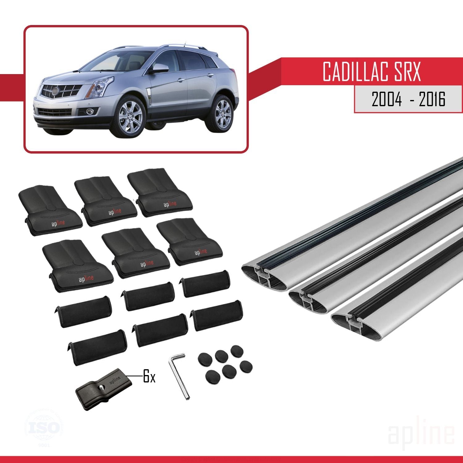 Compatible avec Cadillac SRX 2004-2016 FLY Model Barres de Toit Railing Porte-Bagages de Voiture Gris Aluminium 3 Barres
