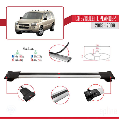 Compatible avec Chevrolet Uplander 2005-2009 FLY Model Barres de Toit Railing Porte-Bagages de Voiture Gris Aluminium 2 Barres